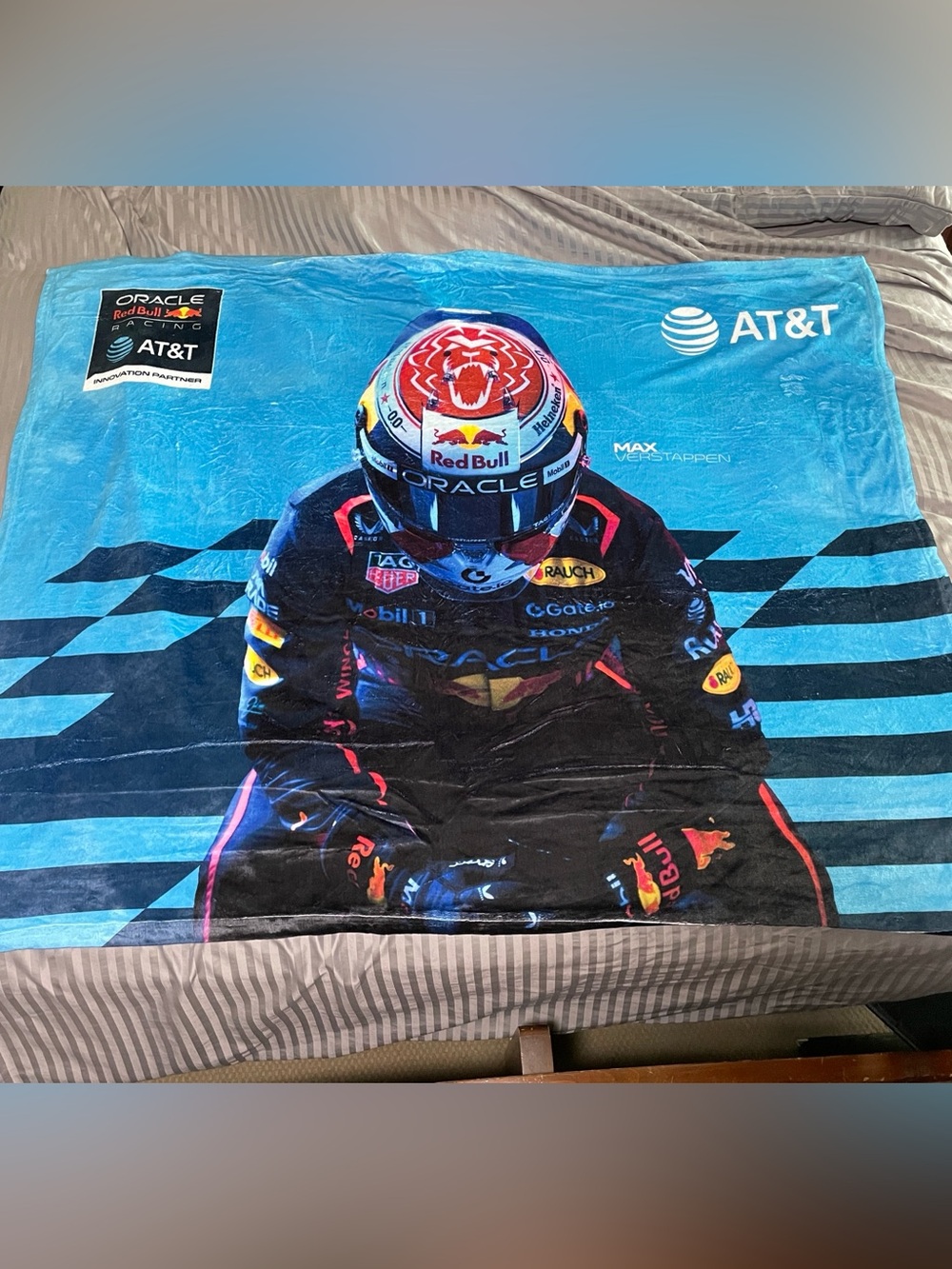 Max Verstappen Oracle Red Bull Racing Fleece Throw Blanket Formula 1 Blue
